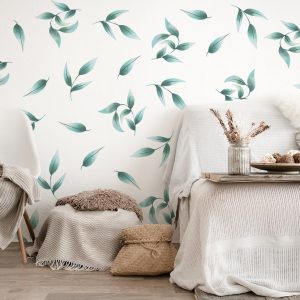 Boho Nálepky na stenu. Abstraktné listy (5) – Samolepiace dekorácie na stenu
