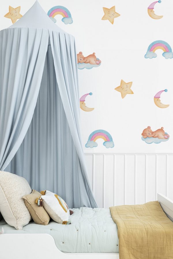 Dúhová nálepka na stenu. Dúhová s hviezdou mesiaca – Samolepiace dekorácie na stenu 3 Objednajte tlač online – rýchlo a bez starostí. Doručenie po celom Slovensku. Letáky, vizitky, bannery, billboardy a viac. - Štýlové samolepiace nálepky na stenu – jednoduchá aplikácia, kvalitná tlač a dlhá životnosť.