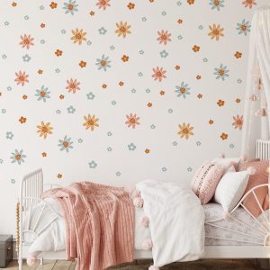 Kvetinové nálepky na stenu. Abstraktné kvetinové, pastelové kvetinové nálepky na stenu (7) – Kvetinové nálepky na stenu do interiéru