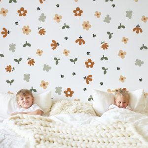 Kvetinové nálepky na stenu. Abstraktné kvetinové, pastelové kvetinové nálepky na stenu (8) – Kvetinové nálepky na stenu do interiéru