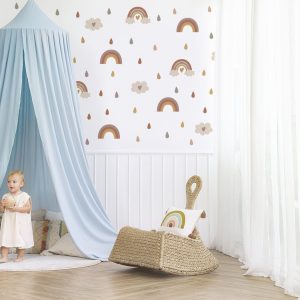 Boho Nálepky na stenu. Abstraktné kvety – Kvetinové nálepky na stenu do interiéru